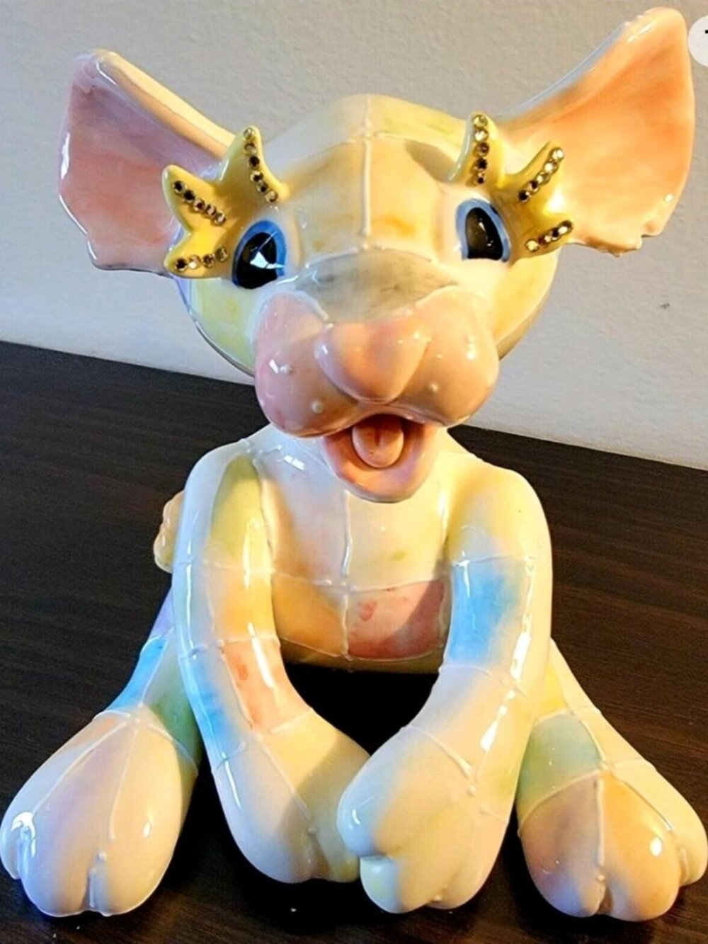 Koko Patchwork Design Ceramic Glazed Baby Lion Athena Boulgarides 2002 Figurine 